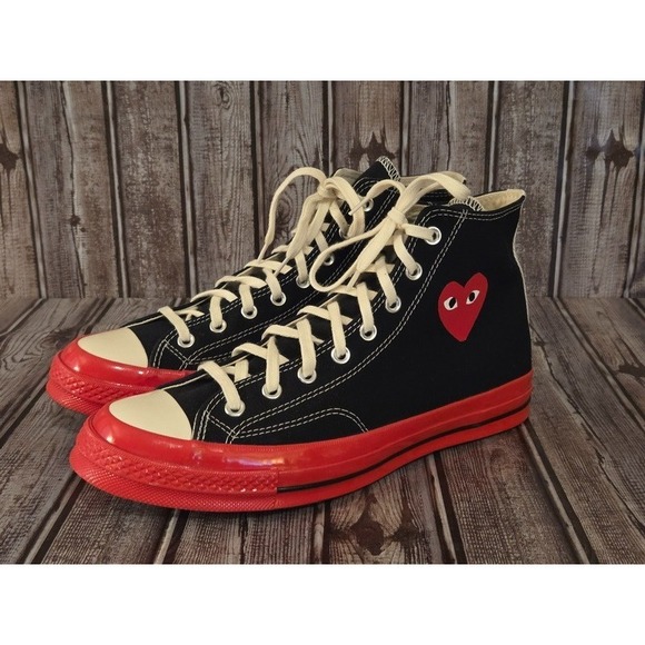 Sz 11 Mens Comme des Garcons PLAY X Converse All Star 70 High Black A01793C EUC! - Picture 3 of 10